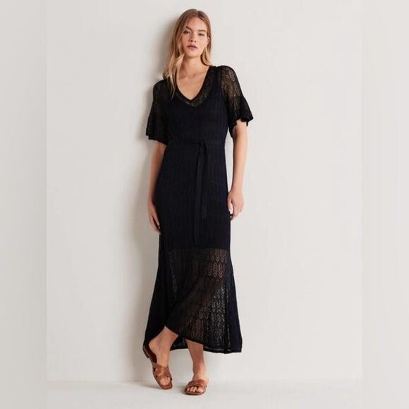 NWT Boden | Glorious British Style Navy Blue Pointelle Knitted Midi Dress 12 - Picture 1 of 13